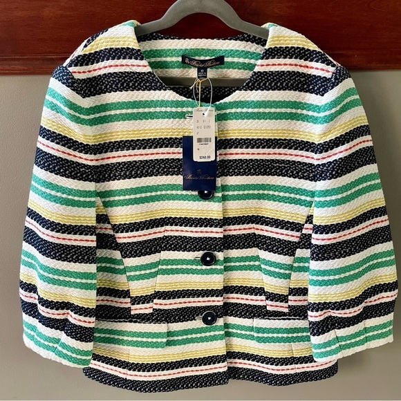 NWT Brooks Brothers Cotton Striped Woven Button Tailored Jacket Office R… - Picture 4 of 12